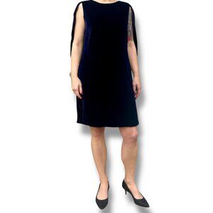 Per Se Blue Velvet Draped Cape Dress carlisle Formal Event Velour